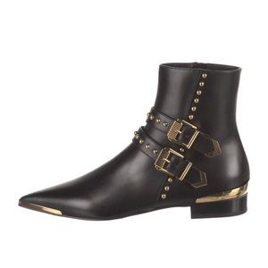 Versace Leather Studded Ankle Boots - Size 36.5